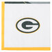 A white napkin with a yellow and black Green Bay Packers logo.