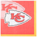 A white 2-ply beverage napkin with the Kansas City Chiefs logo on it.
