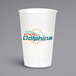 A white Creative Converting plastic cup with the Miami Dolphins logo on it.