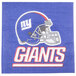 A Creative Converting New York Giants luncheon napkin with a football helmet on it.