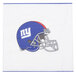A white Creative Converting luncheon napkin with a New York Giants helmet on it.