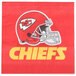 A red and white Kansas City Chiefs luncheon napkin with a helmet on it.