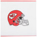 A white luncheon napkin with a red and black Kansas City Chiefs helmet.