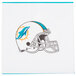 A white 2-ply luncheon napkin with a blue Miami Dolphins helmet logo.
