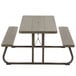 A Lifetime rectangular brown plastic picnic table with attached benches.