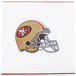 A white 2-ply luncheon napkin with a San Francisco 49ers football helmet design.