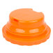 An orange plastic Choice Brew Thru lid on a white background.
