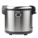 An Avantco stainless steel electric rice warmer with a black lid.