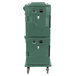 A green Cambro Ultra Camcart on wheels with black buttons.