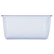 A clear plastic rectangular tray with a blue border and a clear lid.