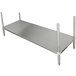A stainless steel Advance Tabco hot food table undershelf with legs.