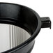 A black Matfer Bourgeat Exoglass strainer with a handle.