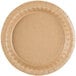 A Solut coated Kraft paper plate with a thin brown rim.