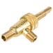 A brass Cooking Performance Group gas valve with a gold metal handle.