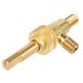 A gold metal Cooking Performance Group gas valve with a nut.