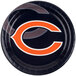 A Creative Converting paper dinner plate with the Chicago Bears logo.