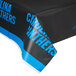 A black and blue Creative Converting table cover with white Carolina Panthers writing.