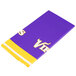A folded rectangular white plastic table cover with the Minnesota Vikings logo in purple and yellow.