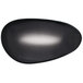 A black oval porcelain tray with an organic pebble texture.