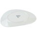A white porcelain tray with a black curved edge design.
