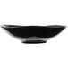 A close up of a black Reserve by Libbey Pebblebrook bowl with a curved edge.