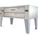 A large stainless steel Bakers Pride Y-800 pizza oven with two doors.