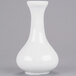 An Arcoroc white porcelain vase with a handle on a gray background.