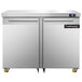 A large stainless steel Continental undercounter freezer with two doors.