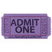 A close-up of a purple Carnival King "Admit One" ticket.