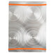 A silver rectangular Menu Solutions Alumitique board with orange bands on a white background.