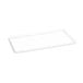 A clear rectangular tray on a white background.