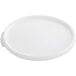 A white polypropylene lid for Choice round food storage containers.