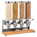 A Rosseto cereal dispenser with four canisters of different snacks.