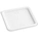 A white square polypropylene lid on a container.