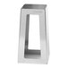 A silver rectangular stainless steel pyramid riser with a window in it.