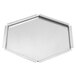 A small hexagon shaped stainless steel tray with a honeycomb texture.