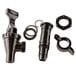 A black plastic Cambro faucet and spout assembly with black plastic parts.