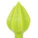 A green plastic Franmara citrus reamer with a yellow tip.