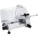 A silver Globe Chefmate manual meat slicer with black handles.