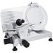 A silver Globe Chefmate meat slicer with black knobs.