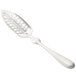 A silver stainless steel Franmara Absinthe spoon with a cut out design on the handle.