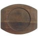 A wooden oval shaped underliner with a natural wood-grain finish.