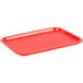 A red Choice plastic fast food tray on a white background.