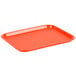 An orange rectangular plastic Choice fast food tray.