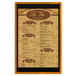 A Menu Solutions country oak wood menu board with top and bottom strips and a black frame.