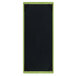 A rectangular black board with green trim.