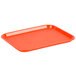 An orange rectangular plastic fast food tray.