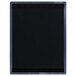 A black rectangular wood menu board with a blue border.
