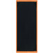 A black board with orange edges.