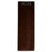 A Menu Solutions walnut wood rectangular clip board.